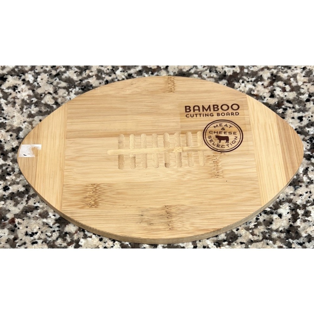 New Football‎ Shaped Bamboo Eco Friendly Cheese Cutting Board Game Day 9.5"x6.5"